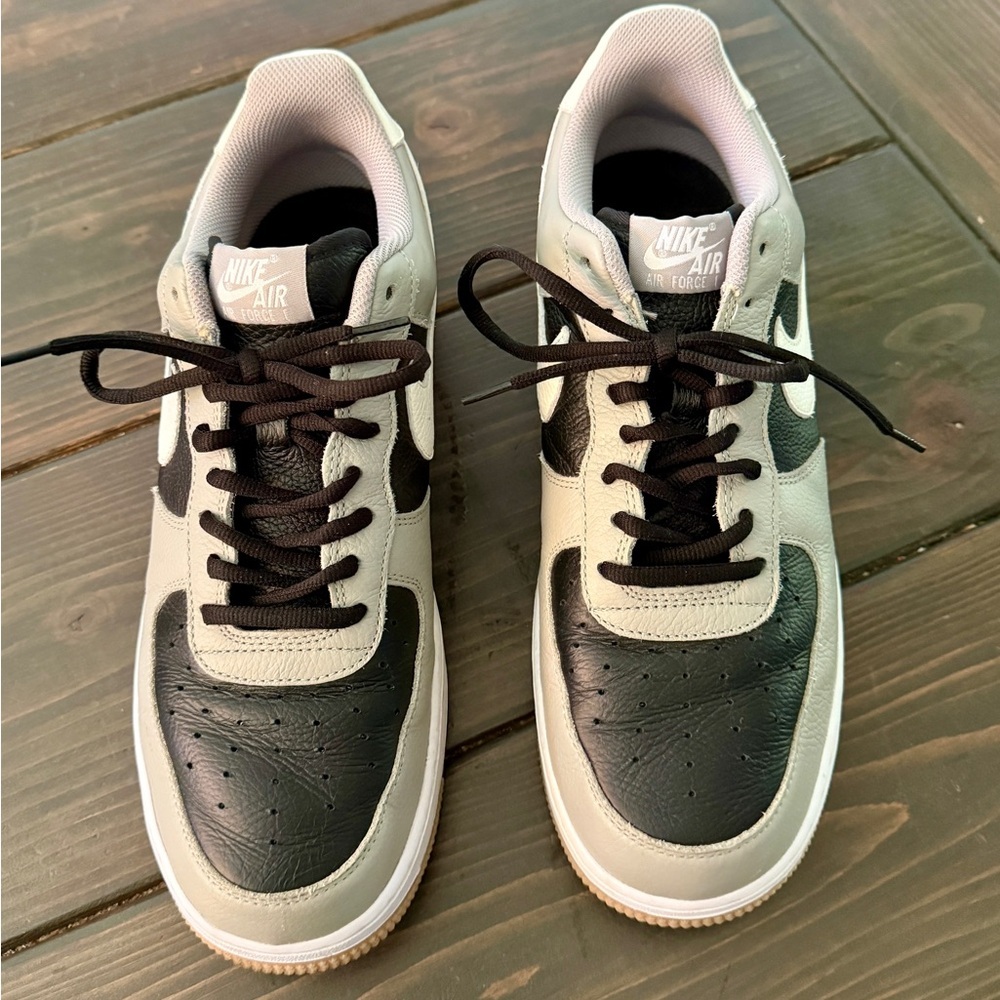 Nike Air Force 1 Black and Gray with Gum Bottom - Picture 2 of 5